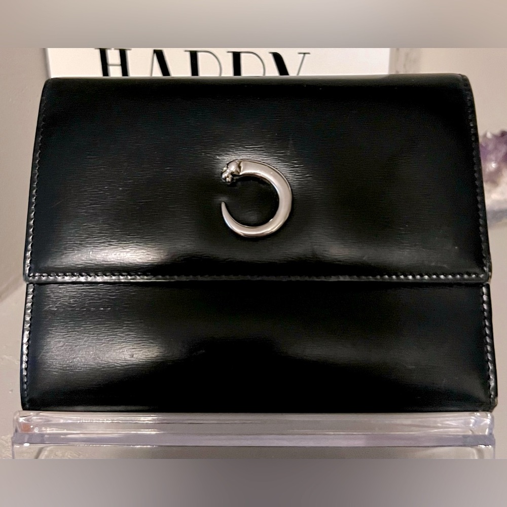 EUC Vintage Authentic black Cartier panthere mens wallet